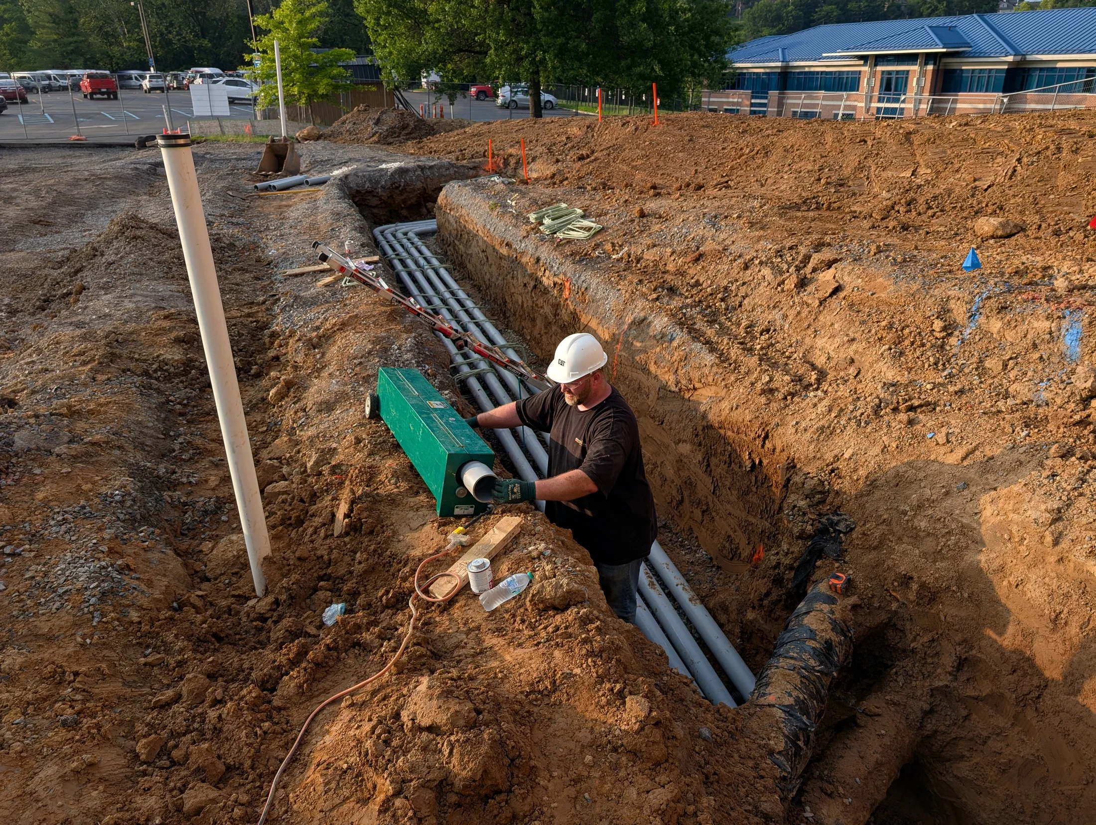 Underground electrical duct bank conduit installation by State of the Arc Electric